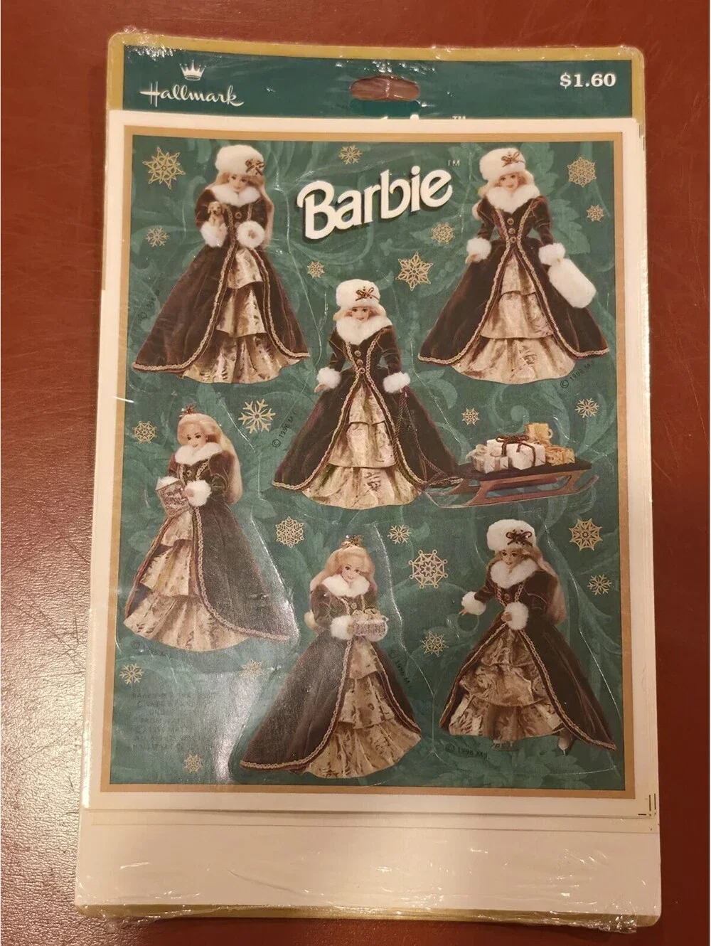 Rare Vintage 1996 Hallmark Christmas Barbie Stickers- 1 sheet